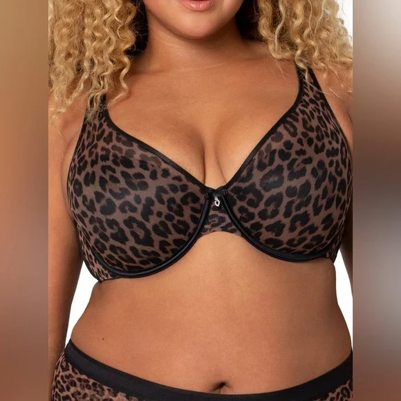 NWT Curvy Couture Animal Print Full Coverage Bra 36DD - Picture 1 of 9